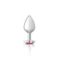 Cheeky Charms Silver Metal  Butt Plug w Heart Pink Jewel Medium-VB-CC9130-M