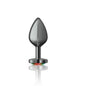 Cheeky Charms Gunmetal  Butt Plug w Heart Rainbow Jewel Medium-VB-CC9133-M