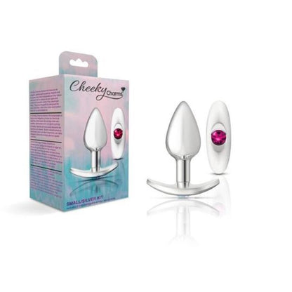 Cheeky Charms Silver Anchor Butt Plug  w Clear and Teal Jewel Kit-VB-CC9141-S