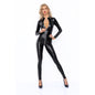 Power Wetlook Catsuit w Front Zipper-F293-BLK-M