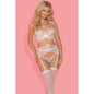 Bianca 4 Pc Bra G-String Garter & Stocking Set White-40056-WHT-L/XL