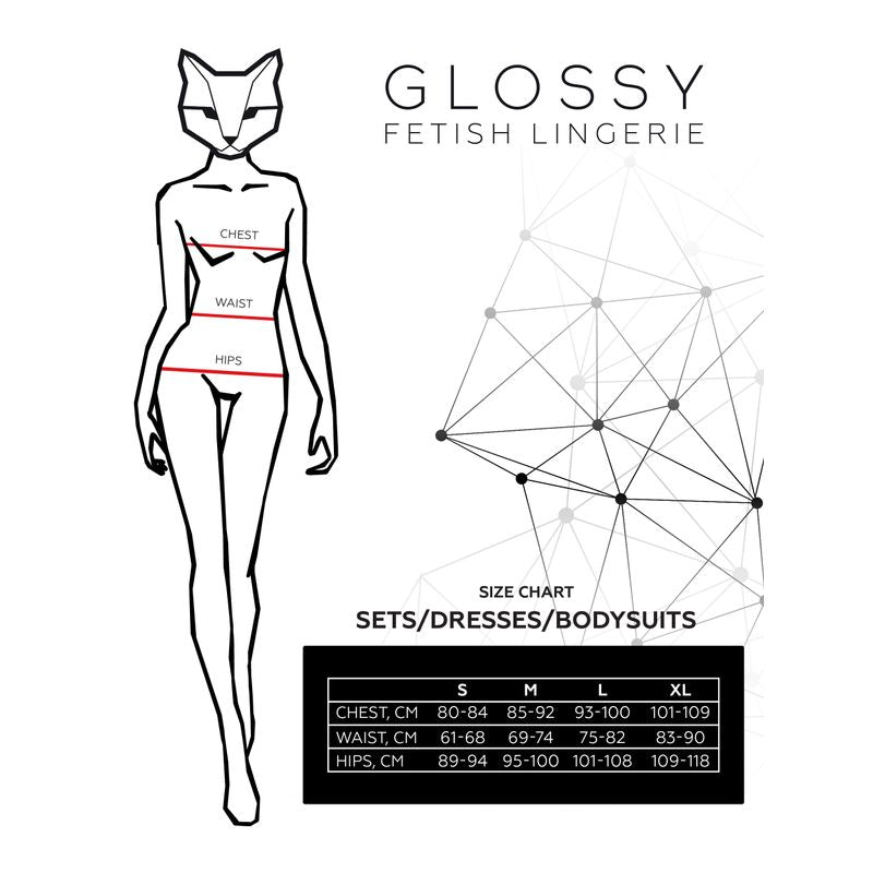 Glossy Wetlook Lace Side Panel Chemise Tyra-955030-S