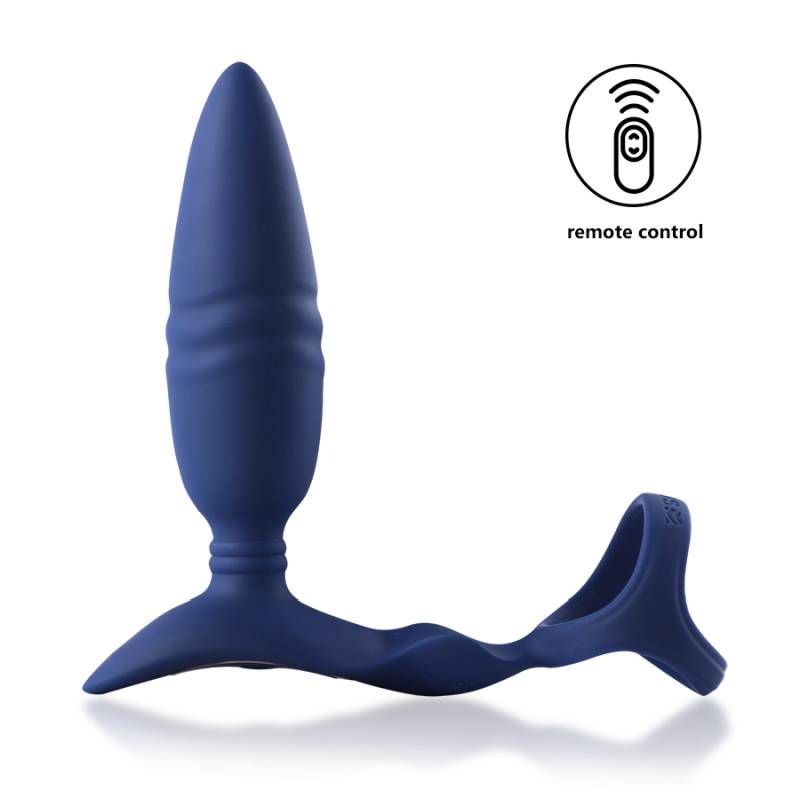 RingnRear Dual Thrusting Anal Probe with Cockring and Remote-ARS-G04002RRN