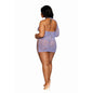 Dreamgirl Seamless Asymmetrical Chemise with Lace Pattern and Knitted Crisscross Details Lavender-13270X-HYDGA-O/S