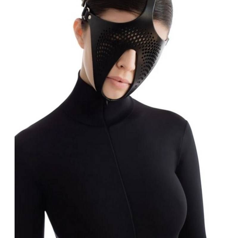 Ex Machina Genuine Leather Mask Black-AS2404-BF0021CS -BLK