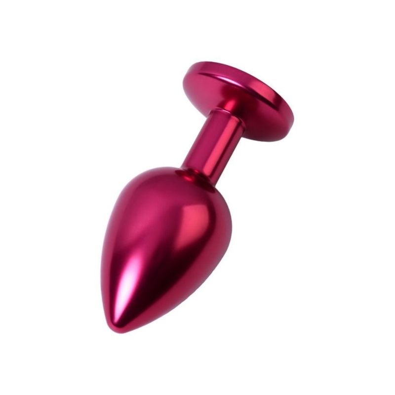 Red Metal Anal Plug w Black Crystal Medium-717008-95