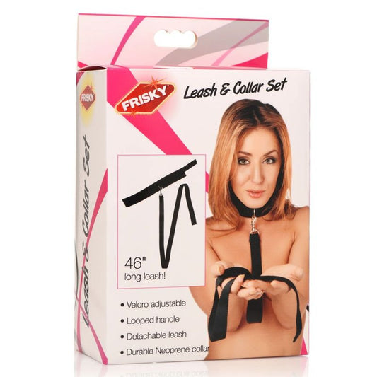 Neoprene Collar And Leash Set Black-VE983