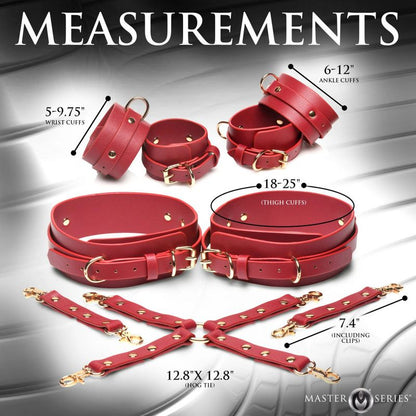 Crimson Captive Thigh Wrist Ankle Hog Tie Restraints-AH539