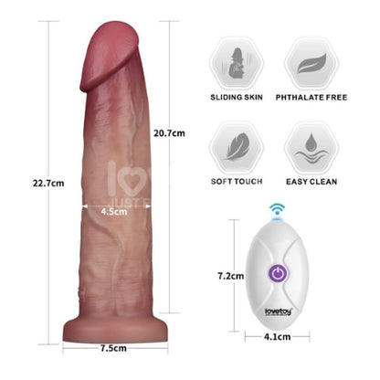 Vibrating Sliding Skin Pro II Silicone Dong 9in-LV417113