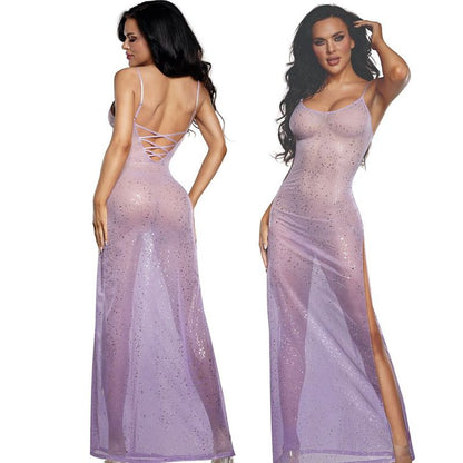 DreamGirl Ombre Glitter Mesh Gown Lilac