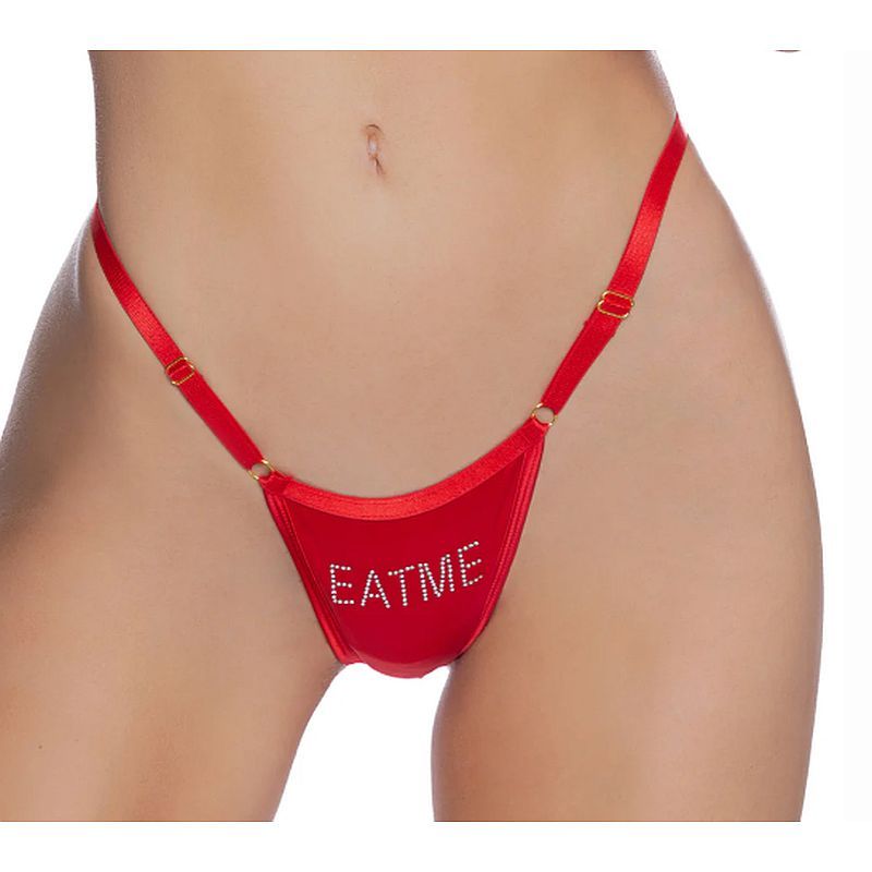 Crotchless Wet Bling Thong Black
