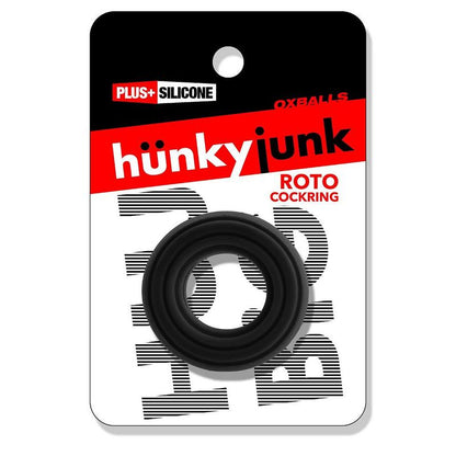 Roto Grooved Gripper Ribbed Cockring Black