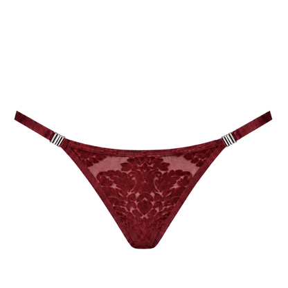 Masquerade Lace Thong Burgundy-F426-BUR-S