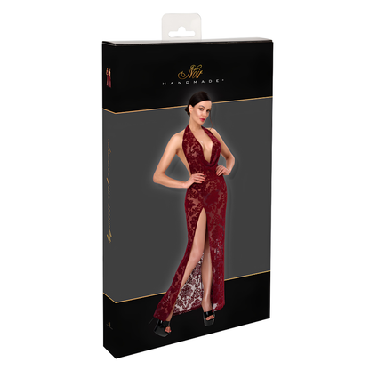 Masquerade Lace Gown Dress Burgundy-F424-BUR-XS