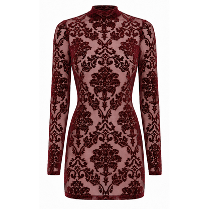 Masquerade Open Back Mini Dress Burgundy-F423-BUR-XS