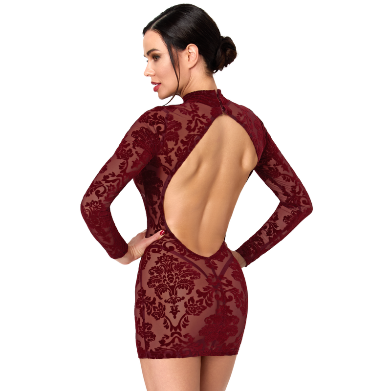 Masquerade Open Back Mini Dress Burgundy-F423-BUR-S