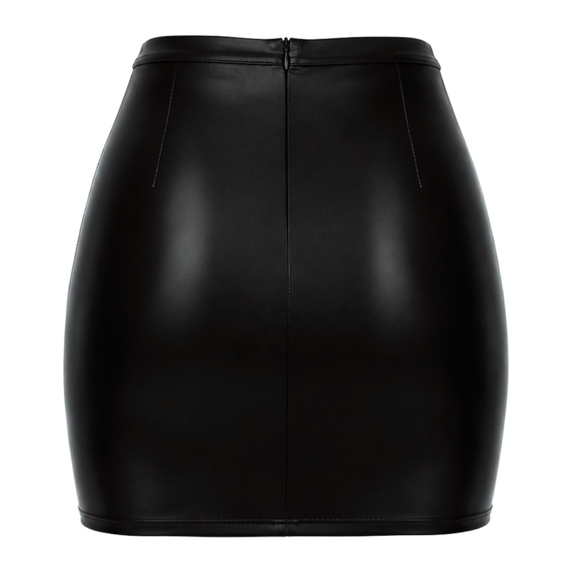 Dark Affair Wet Look Mini Skirt Black-F407-BLK-M