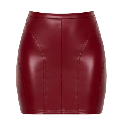 Bordeaux Affair Wet Look Mini Skirt Burgundy-F399-BUR-XS