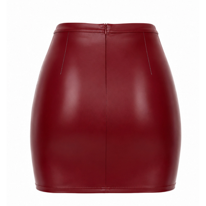 Bordeaux Affair Wet Look Mini Skirt Burgundy-F399-BUR-S