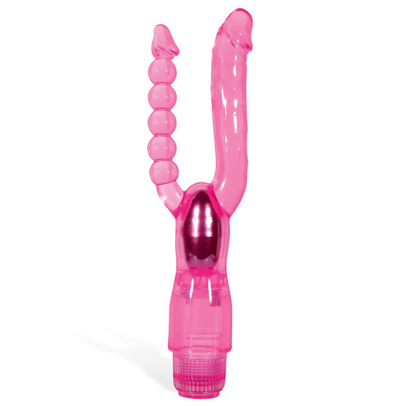 Adam & Eve Dual Pleasure Vibe - Pink 12 cm (4.75) Vibrator with Anal Probe-176H 6200