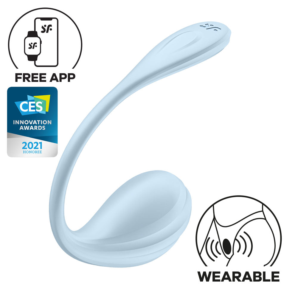 Satisfyer Smooth Petal - Light Blue - Light Blue USB Rechargeable Wearable Stimulator with App