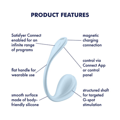 Satisfyer Smooth Petal - Light Blue - Light Blue USB Rechargeable Wearable Stimulator with App