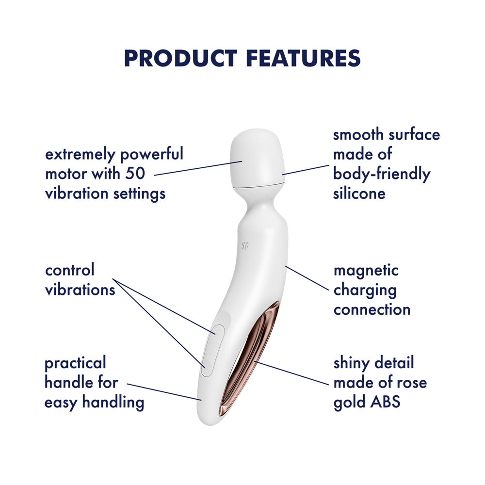 Satisfyer Wand-erland - White - White/Rose Gold USB Rechargeable Massage Wand-4018577