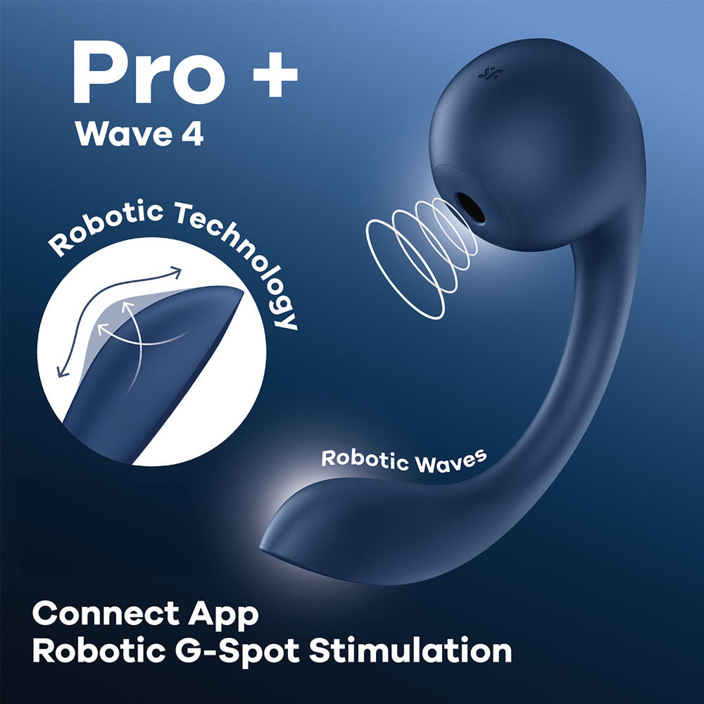 Satisfyer Pro+ Wave 4 - Blue USB Rechargeable Vibrator with Air Pulse Stimulation and App Control-4044163