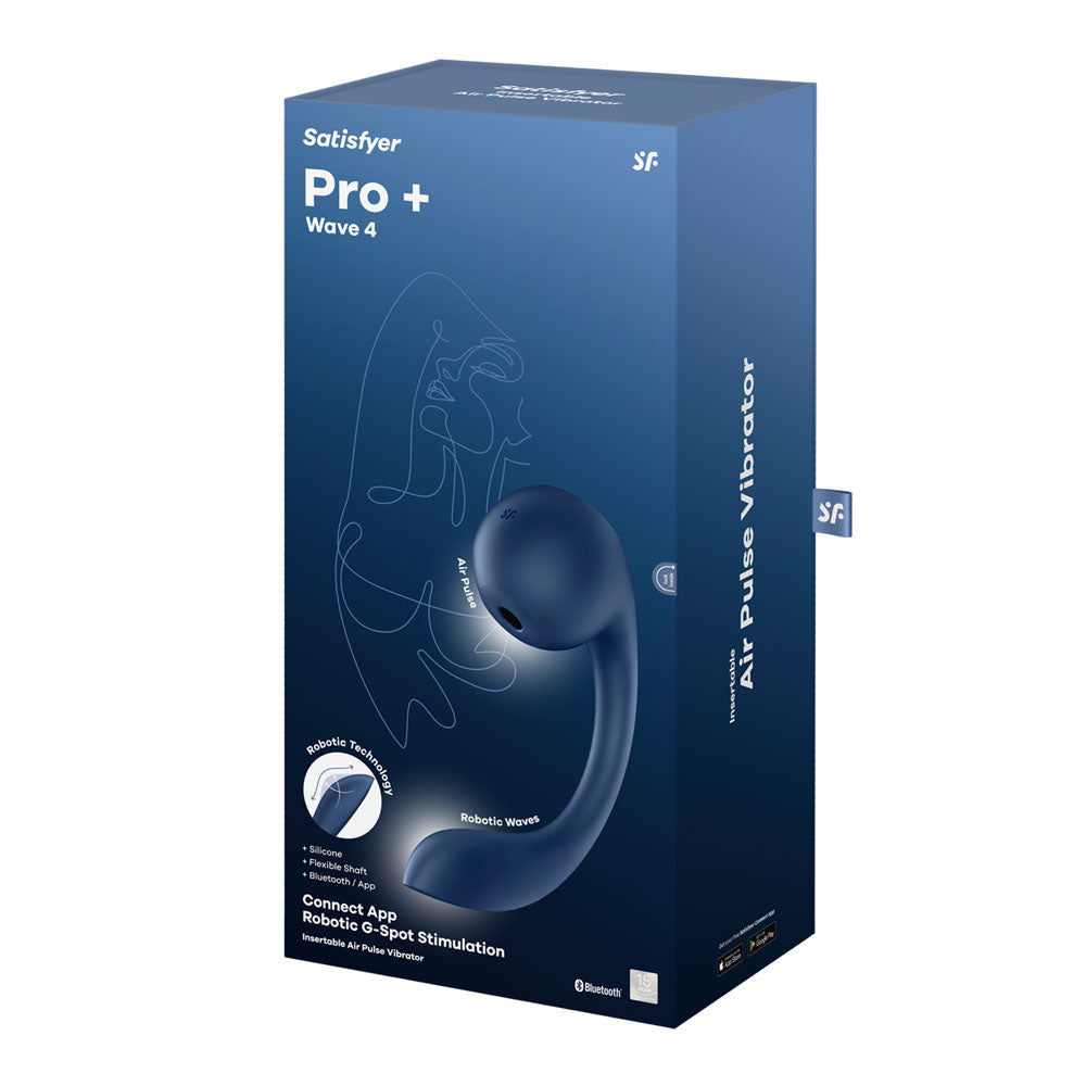 Satisfyer Pro+ Wave 4 - Blue USB Rechargeable Vibrator with Air Pulse Stimulation and App Control-4044163
