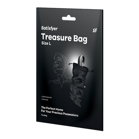 Satisfyer Treasure Bag Large - Black - Black Large Toy Storage Bag-4059501
