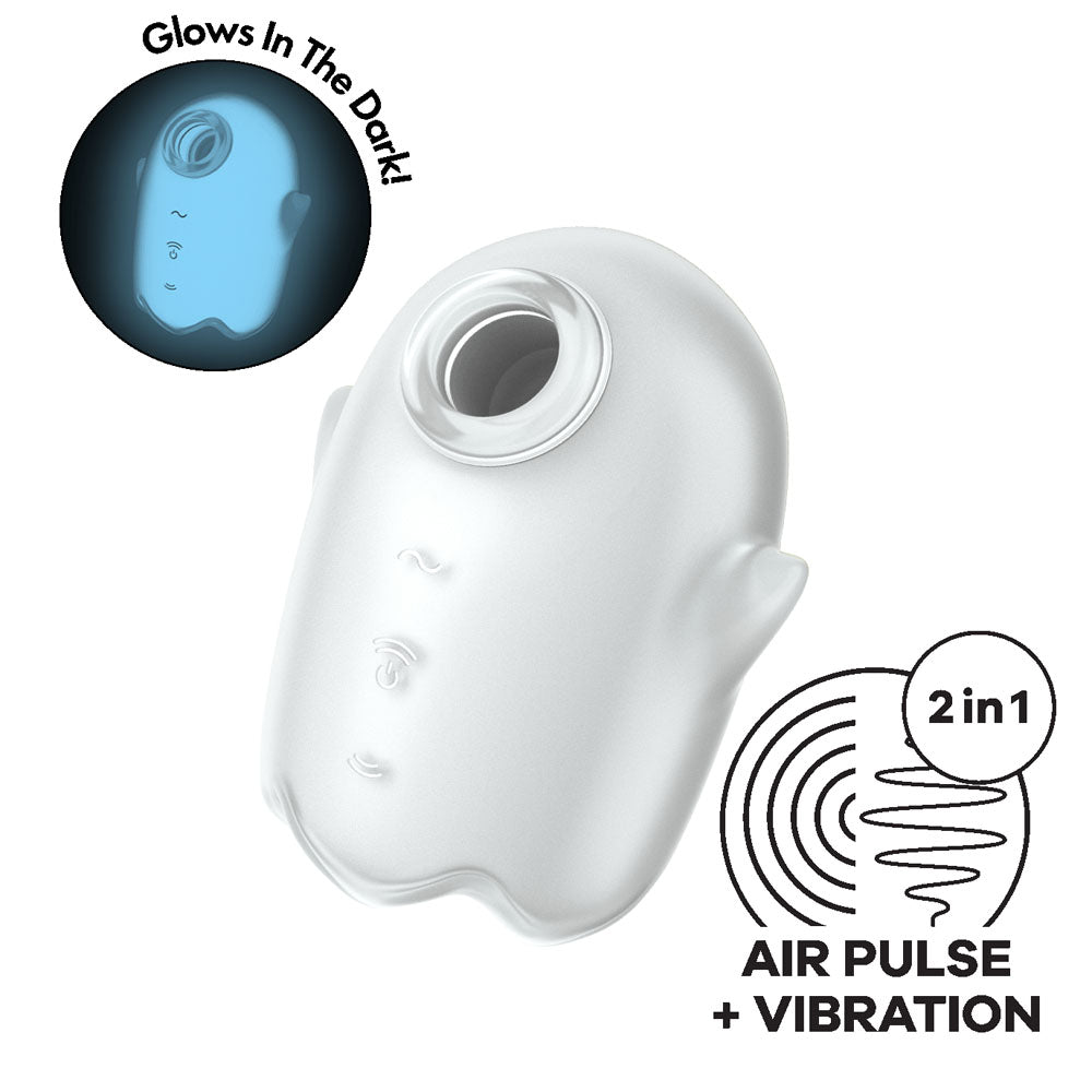 Satisfyer Glowing Ghost - White - Glow in Dark White USB Rechargeable Air Pulse Stimulator-4060057