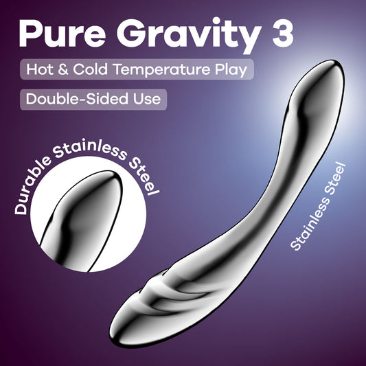Satisfyer Pure Gravity 3 - Chrome Steel 21 cm Dildo-4067018