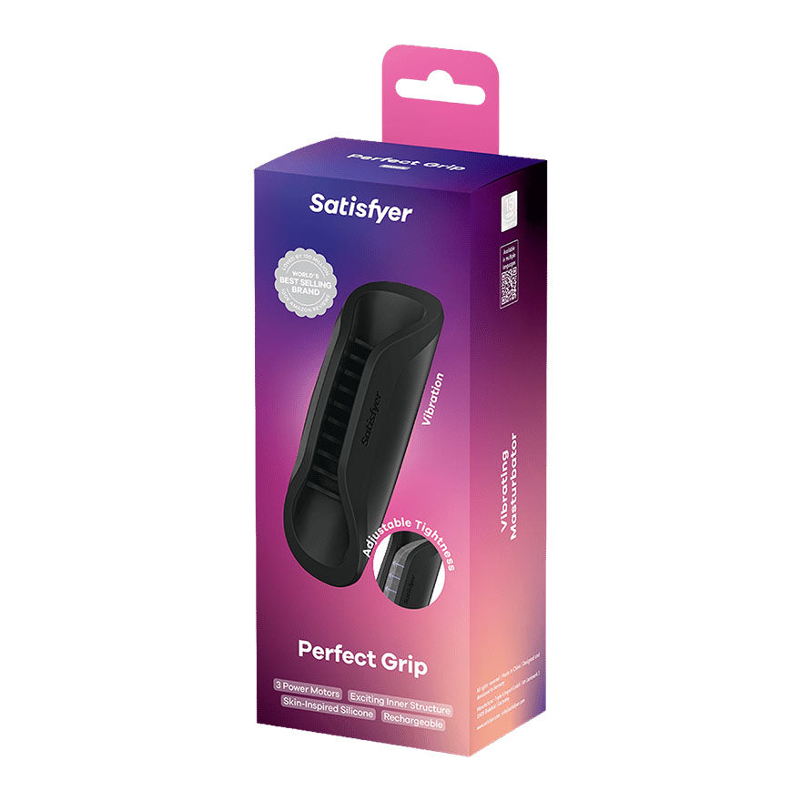Satisfyer Perfect Grip - Black USB-C Rechargeable Vibrating Masturbator Sleeve - 4068640