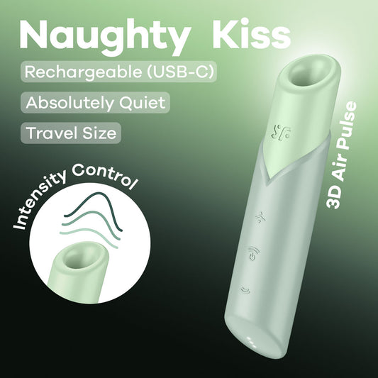 Satisfyer Naughty Kiss - Mint Green USB Rechargeable Air Pulse Stimulator-4078557