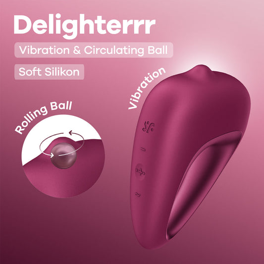 Satisfyer Delighterrr - Berry USB-C Rechargeable Stimulator with Rolling Ball - 4082059