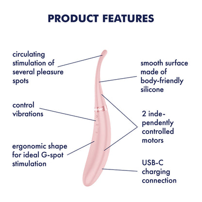 Satisfyer Tip Tease - Rose - Rose USB Rechargeable Vibrator with Twirling Tip-4082356