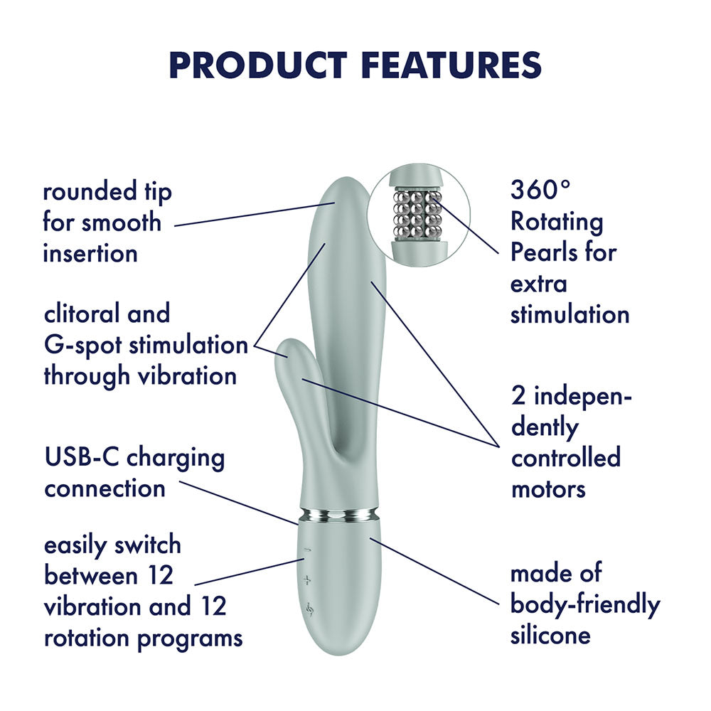 Satisfyer Pearl Bunny 2 - Green - Green 21.5 cm USB-C Rechargeable Rabbit Vibrator - 4082813