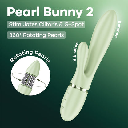 Satisfyer Pearl Bunny 2 - Light Green - Light Green 21.5 cm USB-C Rechargeable Rabbit Vibrator - 4082820