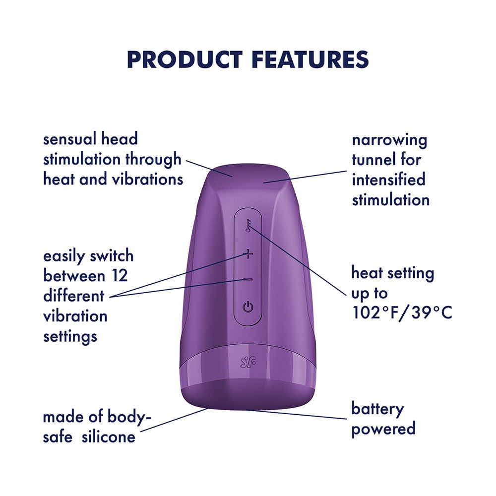 Satisfyer Men Heat Vibration - Battery Series - Purple Heating and Vibrating Masturbator - 4083803