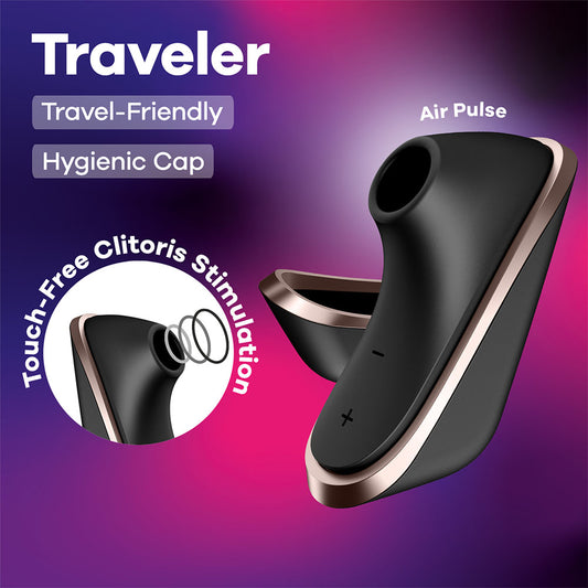 Satisfyer Traveler - Black - Black USB Rechargeable Air Pulse Clitoral Stimulator - 4083896