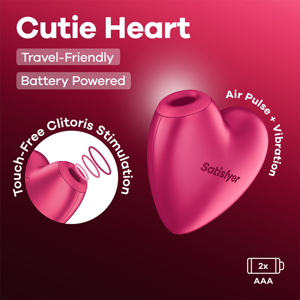Satisfyer Cutie Heart - Battery Operated - Pink Air Pulsation Stimulator with Vibration - 4083933