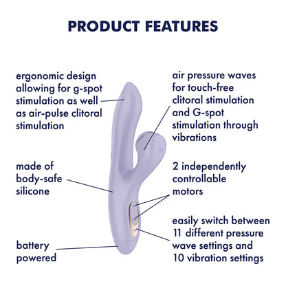 Satisfyer Pro + G-Spot - Battery Series - Lavender Vibrator with Air Pulse Clitoral Stimulator - 4084060
