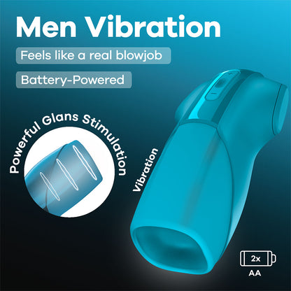 Satisfyer Men Vibration - Battery Series - Blue Vibrating Masturbator - 4084091