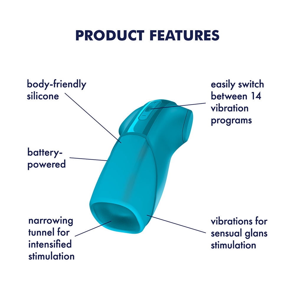 Satisfyer Men Vibration - Battery Series - Blue Vibrating Masturbator - 4084091
