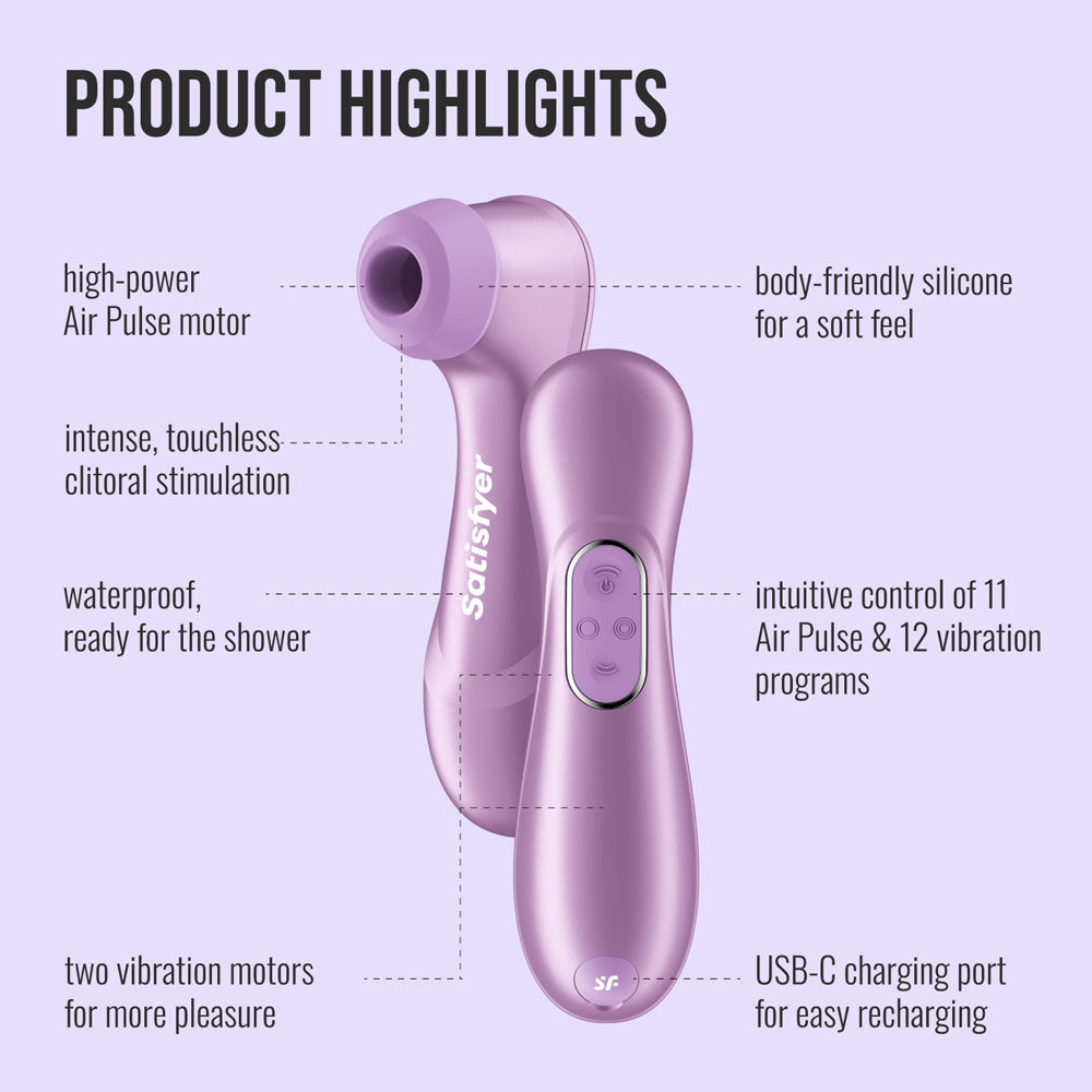 Satisfyer Pro 2 Generation 4 - Amethyst - Amethyst Touch-Free USB-C Rechargeable Clitoral Stimulator with App Control - 4095417