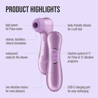 Satisfyer Pro 2 Generation 4 - Amethyst - Amethyst Touch-Free USB-C Rechargeable Clitoral Stimulator with App Control - 4095417