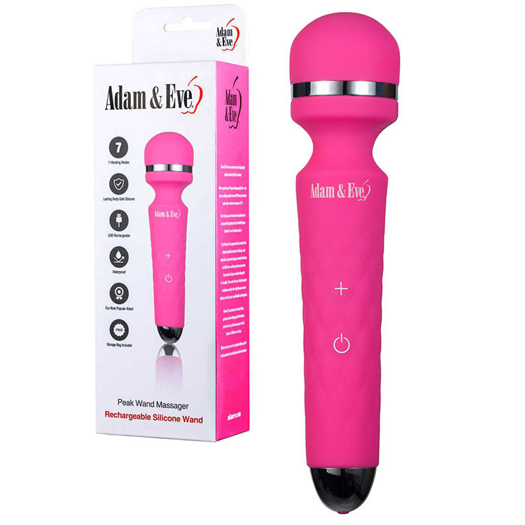 Adam & Eve Peak Wand Massager - Pink 19.1 cm USB Rechargeable Massager Wand-420R 6200