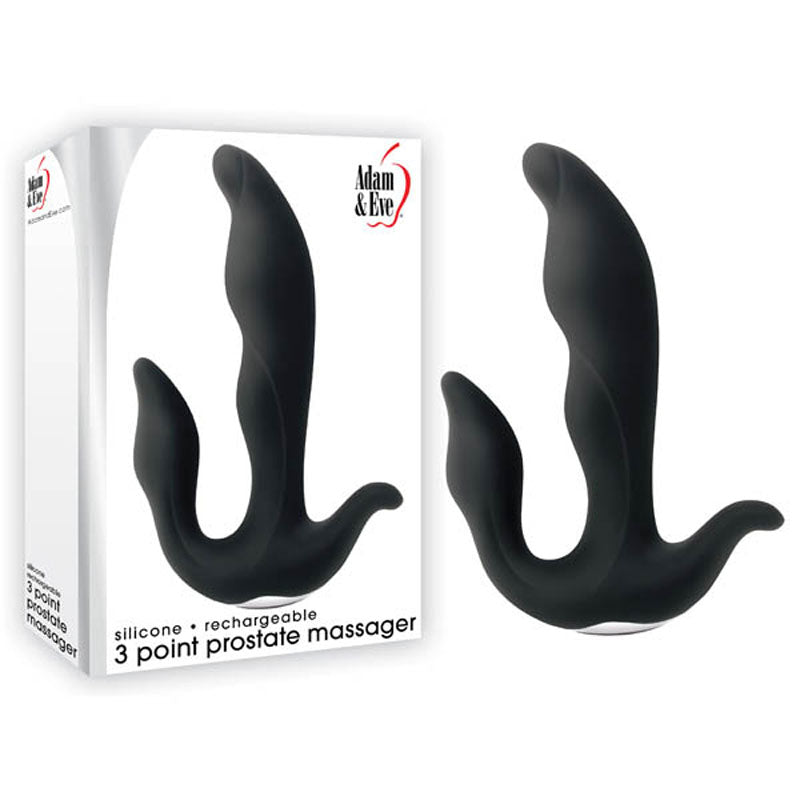 Adam & Eve 3-Point Prostate Massager - Black USB Rechargable Vibrating Prostate Massager-485R 0000