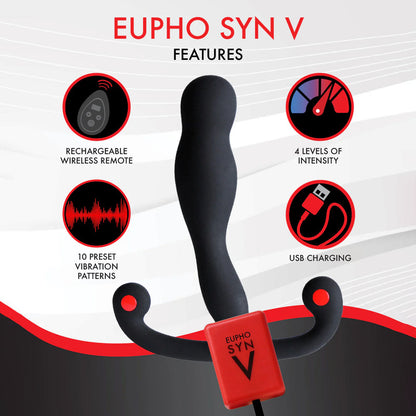 Aneros Eupho Syn V - Black USB Rechargeable Vibrating Prostate Massager with Remote-850040572087
