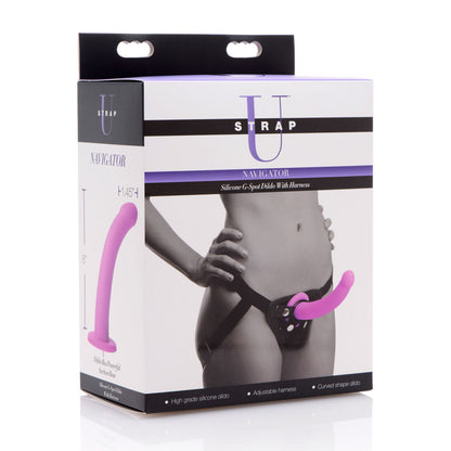 Strap-U Navigator - Purple 16.5 cm Silicone G-Spot Strap-On-AF216